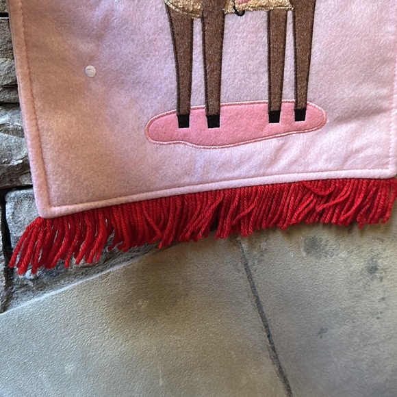 NWT Pink Fabric Reindeer Hanging Christmas Wall Decor - Picture 4 of 4